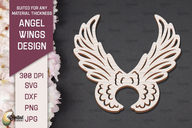 3D Angel Wings Paper Cut Template. Angel Wings Laser Cut SVG Evgenyia Guschina 