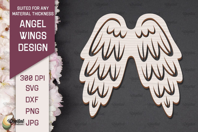 3D Angel Wings Paper Cut Template. Angel Wings Laser Cut SVG Evgenyia Guschina 