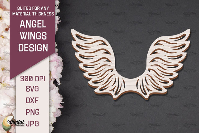 3D Angel Wings Paper Cut Template. Angel Wings Laser Cut SVG Evgenyia Guschina 