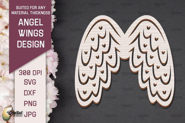 3D Angel Wings Paper Cut Template. Angel Wings Laser Cut SVG Evgenyia Guschina 