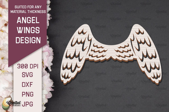 3D Angel Wings Paper Cut Template. Angel Wings Laser Cut SVG Evgenyia Guschina 