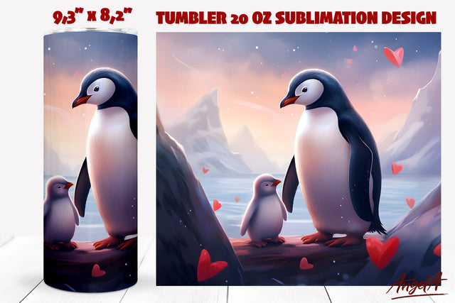 3d animal tumbler sublimation wrap / mom and baby penguins Sublimation Angelina Semenova 