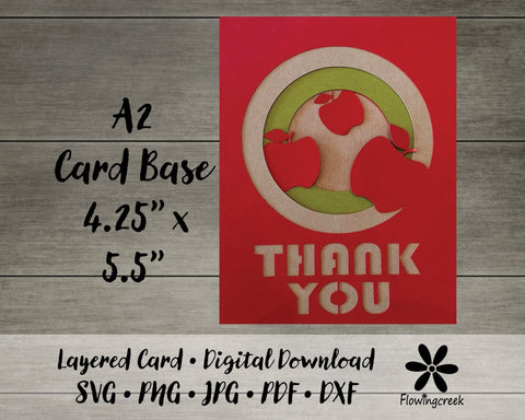 3D Apple Thank You Layered Card SVG 3D Paper Flowingcreek 