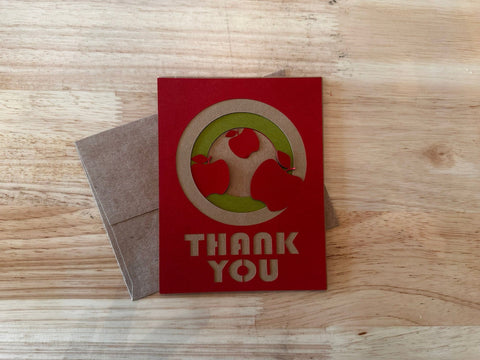 3D Apple Thank You Layered Card SVG 3D Paper Flowingcreek 