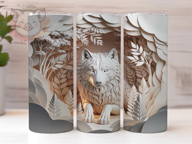 3D Arctic Wolf Christmas Tumbler, Christmas Wolf Wrap, Holiday Arctic Sublimation, 20oz Wolf Tumbler, Festive Wolf Art, Seasonal Arctic Mug, Whimsical Winter Cup Sublimation Lara' s Designs 