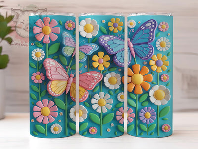 3D Artistic Floral Butterfly 20oz Tumbler, Butterfly Flower Cup Wrap, Elegant Butterfly Design, Sublimation Tumbler Wrap, 20Oz Tumbler Design, Artistic Floral Cup, Stylish Butterfly Wrap Sublimation Lara' s Designs 