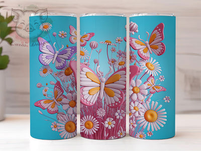 3D Artistic Floral Butterfly 20oz Tumbler, Butterfly Flower Cup Wrap, Elegant Butterfly Design, Sublimation Tumbler Wrap, 20Oz Tumbler Design, Artistic Floral Cup, Stylish Butterfly Wrap Sublimation Lara' s Designs 