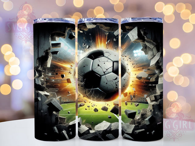 3D Artistic Soccer Splatter Tumbler, 3D Soccer Tumbler Wrap, Soccer Sublimation Design, 20oz Skinny Tumbler, Soccer Player Gift, Paint Splatter Tumbler, 3D Tumbler Design Sublimation SvggirlplusArt 