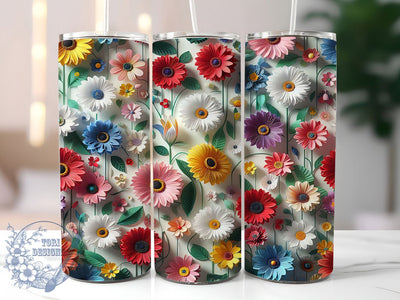 3D Artistic Wildflower Tumbler, Wildflower Tumbler Design, Dimensional Flower Wrap, Artistic 3D Wrap, Whimsical Wildflower Wrap, Sublimation Design, Trendy Gift Idea Sublimation ToriDesigns 