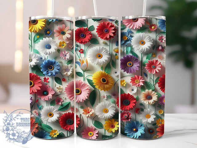 3D Artistic Wildflower Tumbler, Wildflower Tumbler Design, Dimensional Flower Wrap, Artistic 3D Wrap, Whimsical Wildflower Wrap, Sublimation Design, Trendy Gift Idea Sublimation ToriDesigns 