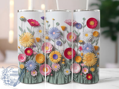 3D Artistic Wildflower Tumbler, Wildflower Tumbler Design, Dimensional Flower Wrap, Artistic 3D Wrap, Whimsical Wildflower Wrap, Sublimation Design, Trendy Gift Idea Sublimation ToriDesigns 