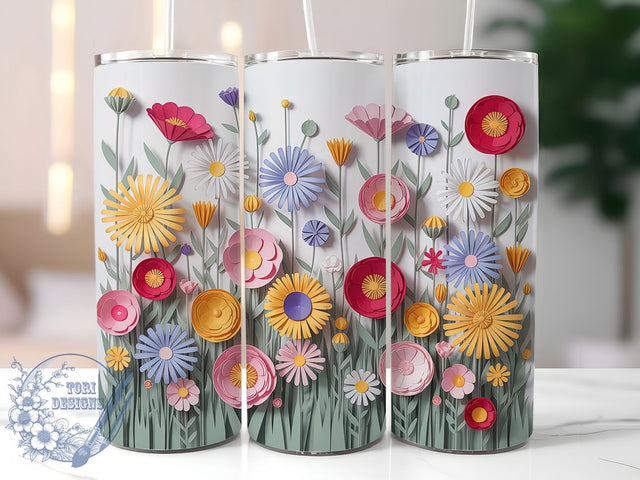 3D Artistic Wildflower Tumbler, Wildflower Tumbler Design, Dimensional Flower Wrap, Artistic 3D Wrap, Whimsical Wildflower Wrap, Sublimation Design, Trendy Gift Idea Sublimation ToriDesigns 