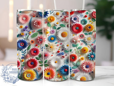 3D Artistic Wildflower Tumbler, Wildflower Tumbler Design, Dimensional Flower Wrap, Artistic 3D Wrap, Whimsical Wildflower Wrap, Sublimation Design, Trendy Gift Idea Sublimation ToriDesigns 
