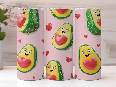 3D Avocado Heart Tumbler, Inflated Hearts, Fun Style, Whimsical Theme, Colorful Design, 20Oz Tumbler, Sublimation Wrap Sublimation Lara' s Designs 