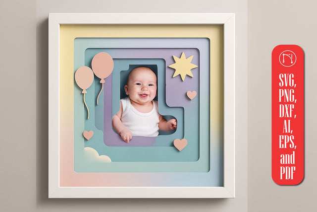 3D Baby Birthday Shadow Box SVG cut file SVG MD JOYNAL ABDIN 