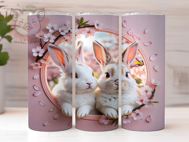 3D Baby Bunny 20oz Tumbler, Cute Bunny, 20oz Tumbler Wrap, Sublimation PNG, Easter Cup Design, Spring Gift, Bunny Tumbler Sublimation Lara' s Designs 