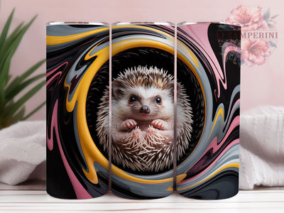 3D Baby Hedgehog Tumbler, Cute Hedgehog Wrap, Adorable Animal Cup, 20oz Sublimation Wrap, Stylish Hedgehog Design Tumbler, Artistic Baby Hedgehog Cup, Playful Hedgehog Theme Sublimation Li Zamperini 
