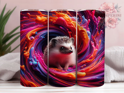3D Baby Hedgehog Tumbler, Cute Hedgehog Wrap, Adorable Animal Cup, 20oz Sublimation Wrap, Stylish Hedgehog Design Tumbler, Artistic Baby Hedgehog Cup, Playful Hedgehog Theme Sublimation Li Zamperini 