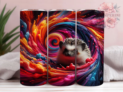3D Baby Hedgehog Tumbler, Cute Hedgehog Wrap, Adorable Animal Cup, 20oz Sublimation Wrap, Stylish Hedgehog Design Tumbler, Artistic Baby Hedgehog Cup, Playful Hedgehog Theme Sublimation Li Zamperini 