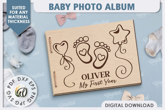3D Baby Photo Album Laser Cut. Kids Memory Book SVG SVG Evgenyia Guschina 