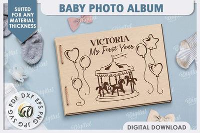 3D Baby Photo Album Laser Cut. Kids Memory Book SVG SVG Evgenyia Guschina 
