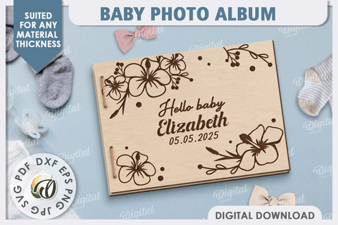 3D Baby Photo Album Laser Cut. Kids Memory Book SVG SVG Evgenyia Guschina 