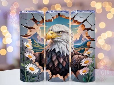3D Bald Eagle Patriotic Tumbler, 3D Design, Hole In Wall, Wildlife Wrap, Patriotic Tumbler, 20oz Tumbler, Sublimation Print Sublimation SvggirlplusArt 