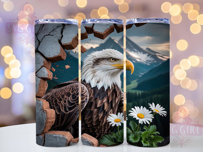 3D Bald Eagle Patriotic Tumbler, 3D Design, Hole In Wall, Wildlife Wrap, Patriotic Tumbler, 20oz Tumbler, Sublimation Print Sublimation SvggirlplusArt 