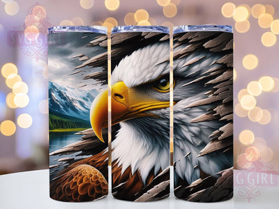 3D Bald Eagle Patriotic Tumbler, 3D Design, Hole In Wall, Wildlife Wrap, Patriotic Tumbler, 20oz Tumbler, Sublimation Print Sublimation SvggirlplusArt 