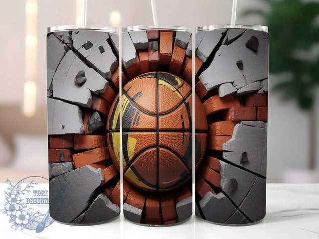 3D Basketball Sports 20oz Tumbler, Sports Tumbler Wrap, Basketball Fan Tumbler, 20oz Tumbler Wrap, Sublimation Tumbler Design, Athlete Gift Tumbler, Digital Download Sublimation ToriDesigns 