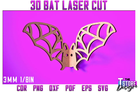 3D Bat Laser Cut Bundle | Halloween Design | Wooden Bat | Halloween Décor | CNC Files SVG The T Store Design 