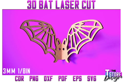 3D Bat Laser Cut Bundle | Halloween Design | Wooden Bat | Halloween Décor | CNC Files SVG The T Store Design 