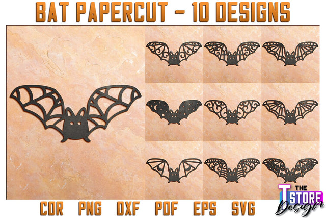 3D Bat Paper Cut Bundle | Halloween Design | Paper Bat | Halloween Décor | SVG Files SVG The T Store Design 
