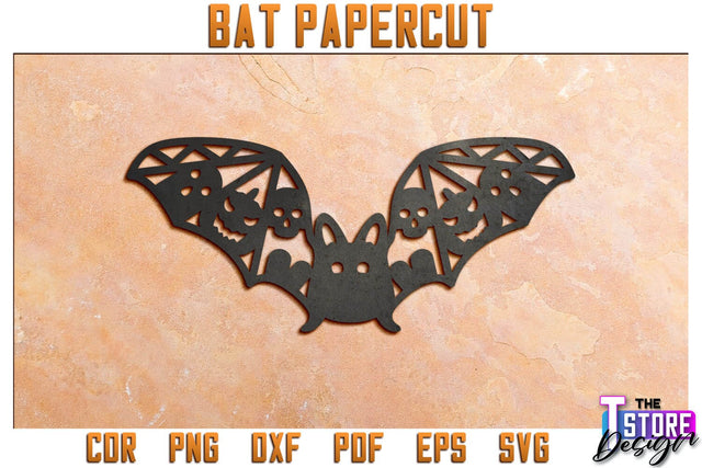 3D Bat Paper Cut | Halloween Design | Paper Bat | Halloween Décor | SVG File SVG The T Store Design 