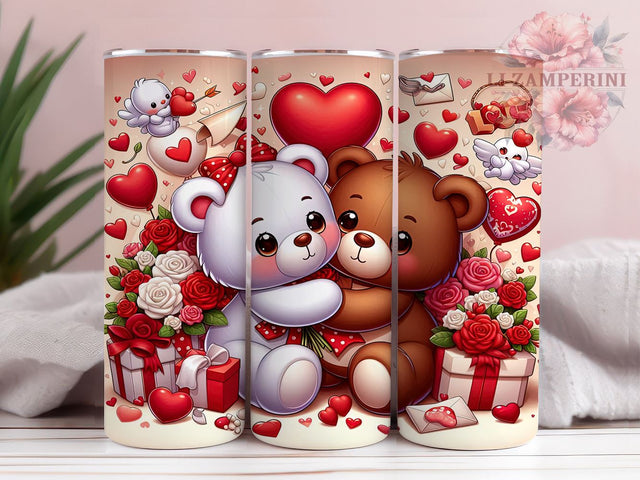 3D Bear Couple Tumbler Wrap, Valentine's Day Sublimation Design, 20oz Tumbler Art, Digital Download Tumbler, Cute Bear Gift, Love Tumbler Wrap, Romantic Bear Design Sublimation Li Zamperini 