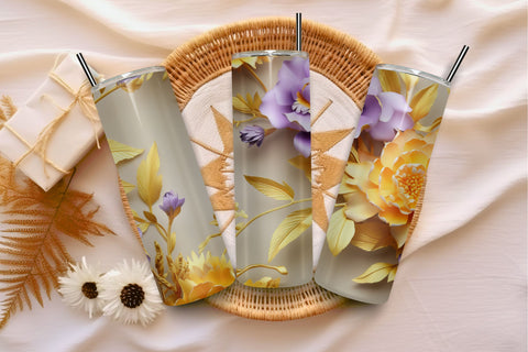 3D beautiful flower tumbler wrap | 3D tumbler sublimation Sublimation FloridPrintables 