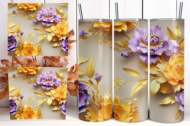3D beautiful flower tumbler wrap | 3D tumbler sublimation Sublimation FloridPrintables 