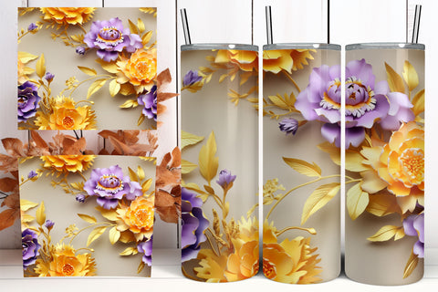 3D beautiful flower tumbler wrap | 3D tumbler sublimation Sublimation FloridPrintables 