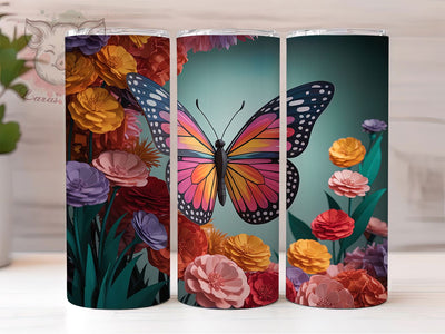 3D Beautiful Vibrant Butterfly Tumbler, Beautiful Butterfly Tumbler, Vibrant Butterfly Wrap, Artistic 3D Wrap, Elegant Butterfly Wrap, Sublimation Design, Trendy Gift Idea Sublimation Lara' s Designs 