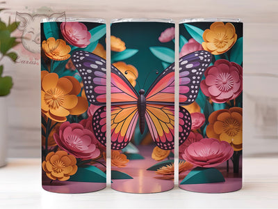 3D Beautiful Vibrant Butterfly Tumbler, Beautiful Butterfly Tumbler, Vibrant Butterfly Wrap, Artistic 3D Wrap, Elegant Butterfly Wrap, Sublimation Design, Trendy Gift Idea Sublimation Lara' s Designs 