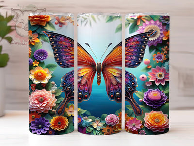 3D Beautiful Vibrant Butterfly Tumbler, Beautiful Butterfly Tumbler, Vibrant Butterfly Wrap, Artistic 3D Wrap, Elegant Butterfly Wrap, Sublimation Design, Trendy Gift Idea Sublimation Lara' s Designs 