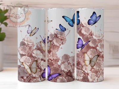 3D Birth Flower Butterfly Tumbler, Birth Flower Tumbler, Whimsical Butterfly Wrap, Elegant Floral Wrap, Personalized Flower Wrap, Sublimation Design, Trendy Gift Idea Sublimation Lara' s Designs 