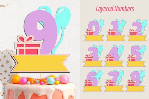 3d Birthday numbers svg, Birthday cake topper Laser cut SVG AnastasiyaArtDesign 