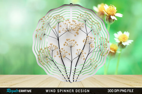 3D Black and Gold Baby's Breath Wind Spinner Bundle Sublimation Regulrcrative 