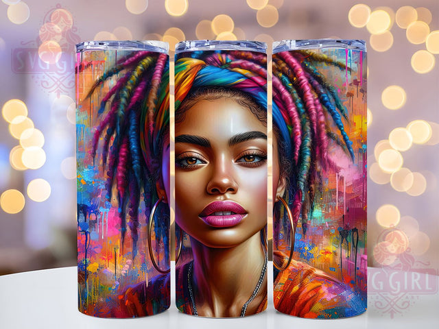 3D Black Girl Quilled Paper Melanin Queen Tumbler Wrap, Quilled Paper Design, Melanin Queen Wrap, Rasta Braids Sublimation, Afro American Tumbler, 20oz Empowerment PNG, Natural Hair Art Wrap Sublimation SvggirlplusArt 