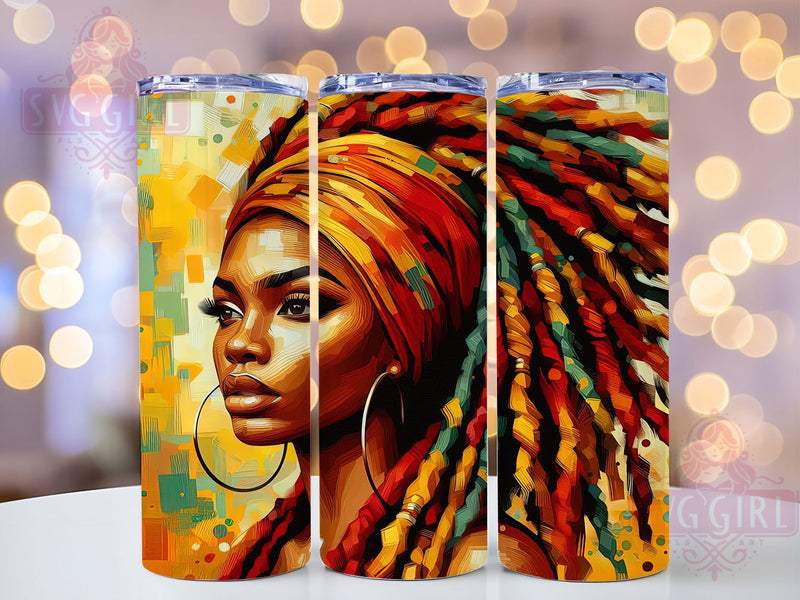 3D Black Girl Rasta Braids Melanin Queen Tumbler Wrap, Rasta Braids ...