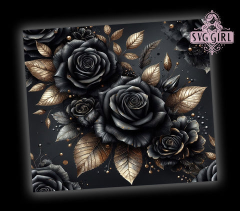 3D Black Gold Roses Luxury Tumbler Wrap, 3D Black Gold Roses, Tumbler Wrap, Sublimation Design, Elegant Drinkware, Floral Tumbler, Gift for Her, Luxury Tumbler Sublimation SvggirlplusArt 