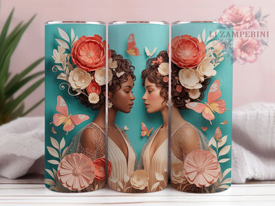 3D Black Women Tumbler, Quilled Paper, Black Woman Friends, Sublimation Art, 20oz Tumbler, Bold Design, Cultural Wrap Sublimation Li Zamperini 