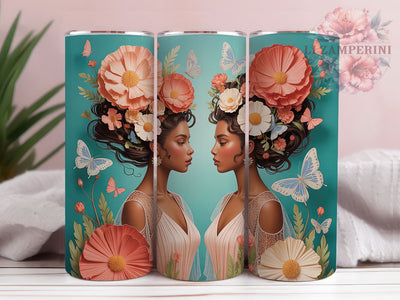 3D Black Women Tumbler, Quilled Paper, Black Woman Friends, Sublimation Art, 20oz Tumbler, Bold Design, Cultural Wrap Sublimation Li Zamperini 