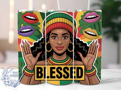 3D Blessed Empowerment Tumbler, Inflated Text Wrap, Black Women Empowerment Cup, 20oz Sublimation Wrap, Afrocentric Blessed Design, Inspirational Woman Tumbler, Bold Blessed Quote Cup Sublimation ToriDesigns 